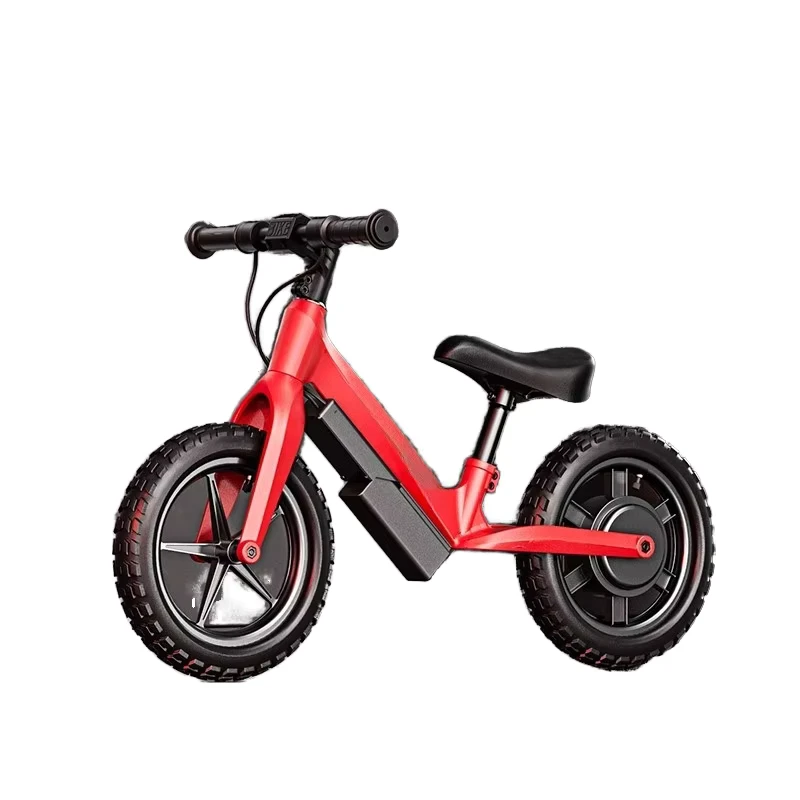 Kids Electric Balance Bike No Pedal 24V 2.6Ah Lithium Battery 100W Brushless Motor 13 15km h 3 6 Years Air Tire Nylon 12 Inch