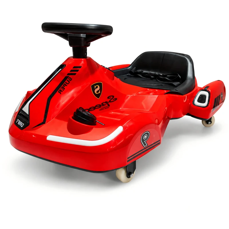 Kids Electric Drift Car 12V Ride on Go Kart with 360° Steering Bluetooth Music LED Light Children Drifting ToyVehicleforchildren