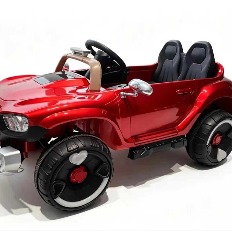 Kids Electric Four-Wheel Ride-On Toy Car Plastic Construction with Music Lights and Early Education Features