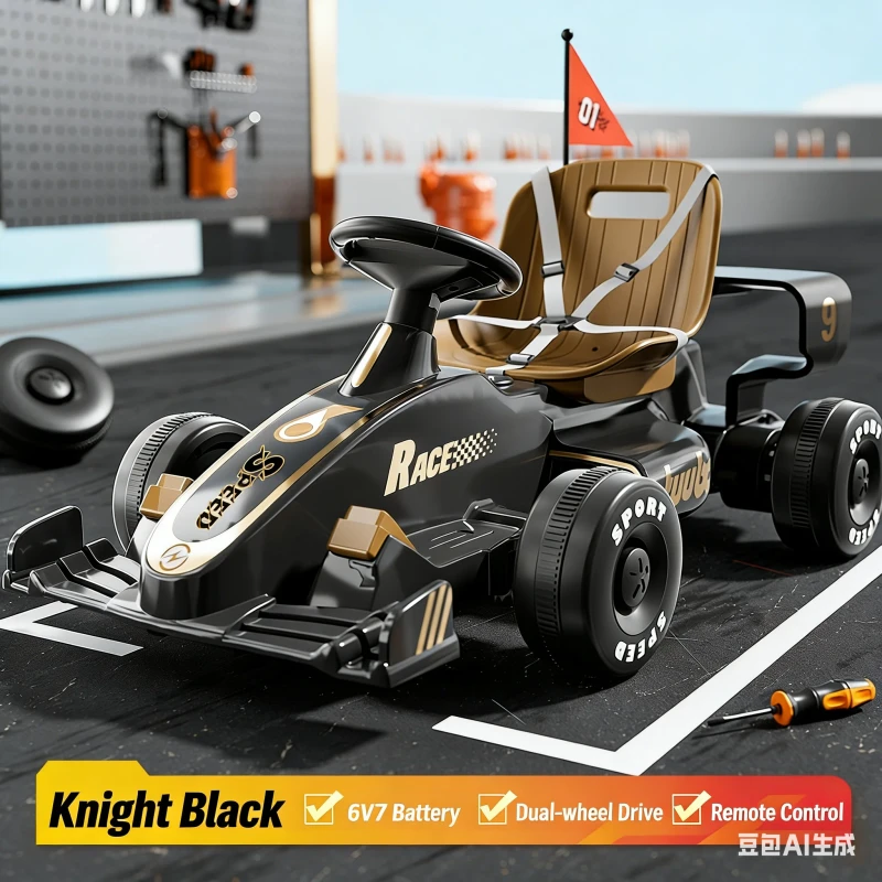 Kids Electric Four Wheeled Go Kart with 360 Spin Drift Function Music Player Adjustable Seat Ages 3 8