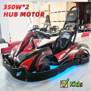 Kids Electric Go Kart Adjustable Seat Commercial Safety Belt LED Lights Dual Hub Motors 24V Lithium Battery