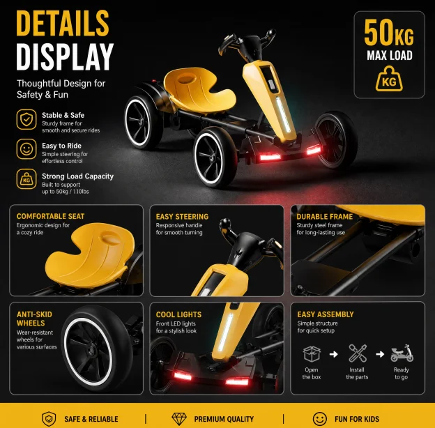 Kids Electric Go Kart Ride on Toy Children Electric Car Drift Karts Remote Control Kids Drive