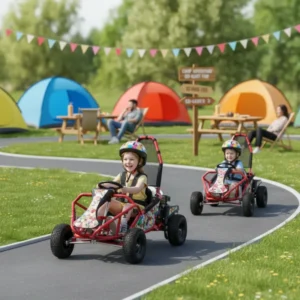 Kids Electric Off-Road Go Kart Graffiti Design 4-Wheel Buggy with Safety Protection Ideal for Kids Racing Outdoor Play