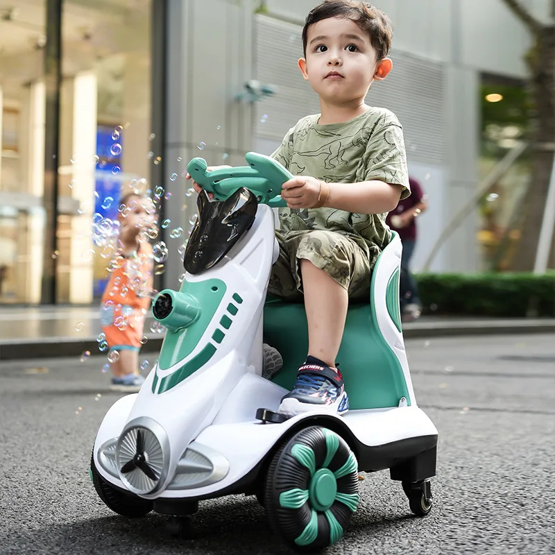 Kids' Electric Ride On Car 6V4 Dual Drive with Automatic Bubble Function & Music Plastic Material for Toddlers