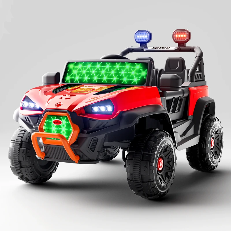 Kids Electric Ride-On Car Battery Operated Toy Vehicle with Music Lights Safety Belt Remote Control Driving Car
