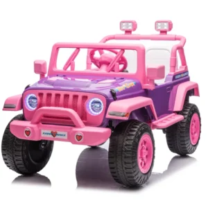 Kids Electric Ride-On Car Jee Style SUV Off Road 12V Battery Powered Toy Vehicle Remote Control Heart Theme Stable Gift