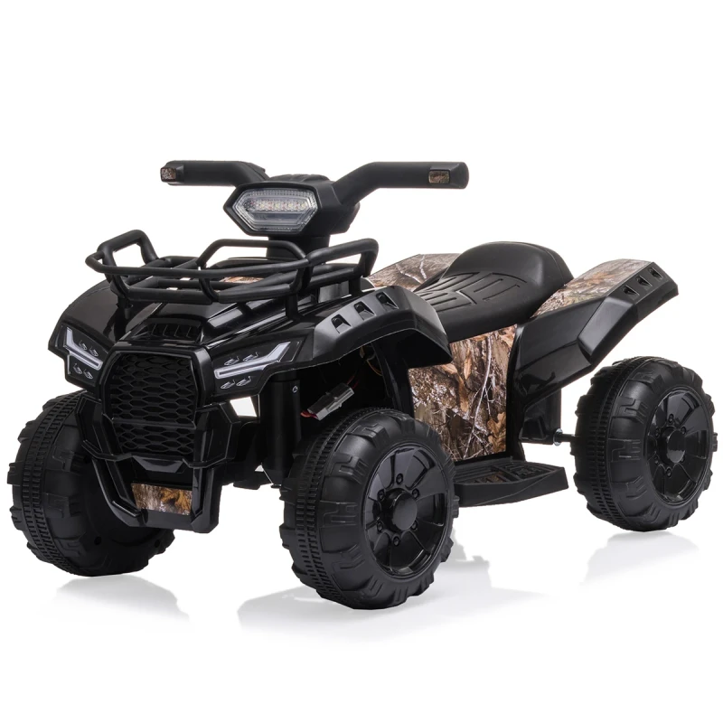 Kids Electric Ride on ATV 6V Battery Headlights MP3 USB Volume Control Gifts for 18 36 Months Boys Girls Black