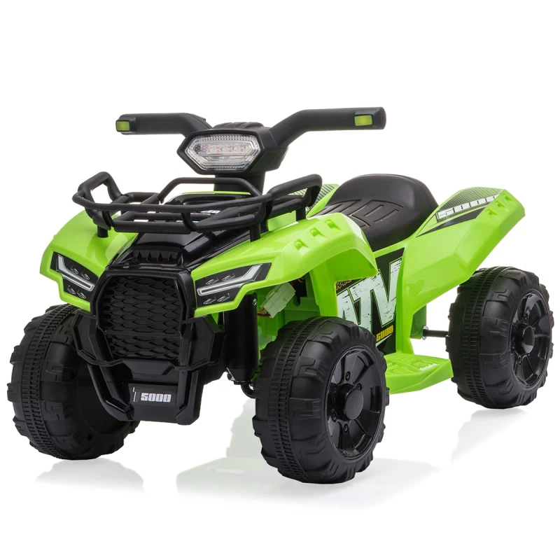 Kids Electric Ride on ATV 6V Battery Headlights MP3 USB Volume Control for 18-36 Months Boys Girls Green