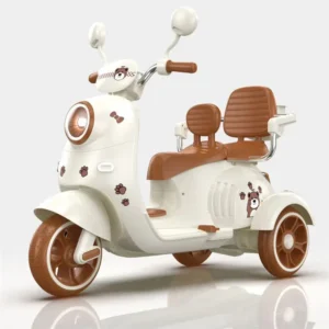 Kids Electric Ride on Car 12V 3 Wheel Double Seat with Remote Control Music LED Lights Toy Vehicle