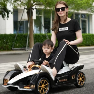 Kids Electric Ride on Car Go kart Remote Control Rechargeable Toy Car for Outdoor Fun LED Lights Music for Boys and Girls