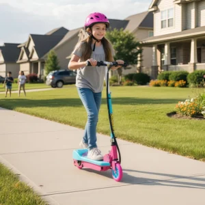 Kids Electric Scooter Ages 6-12 Max 7.5 Miph&6.2 Miles Range by 120W Motor with Adjustable Handlebar Chain Drive USA Warehouse