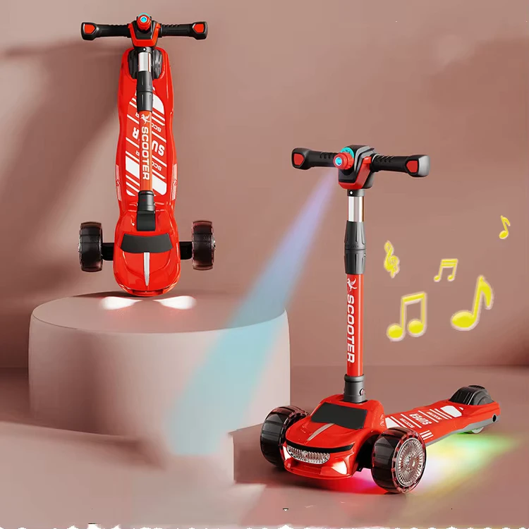 Kids Electric Scooter with Light and Music Three Wheel with Seat