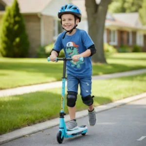 Kids Electric Scooter with Music Step to Start Cool Lights 5-Mile Range Ages 4-8 Years Exclusive Colors USA Warehouse