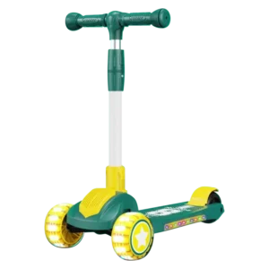 Kids Electric Scooter with Pedals Foldable Three-Wheel Aluminum and PU Deck Height Adjustable for Children