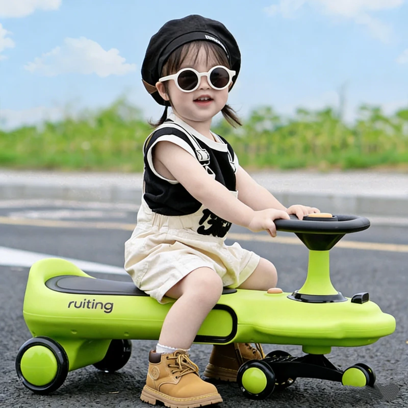 Kids Electric Swing Car with Music Light Rechargeable Twist Ride Toy Plastic 4 Wheel Silent Wheels OEM ODM