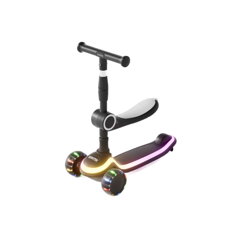 Kids Foldable Pedal Scooter Ages 3+ Years 3 in 1 Sit and Ride Design Extra Wide Thickened Anti Fall Safety Features