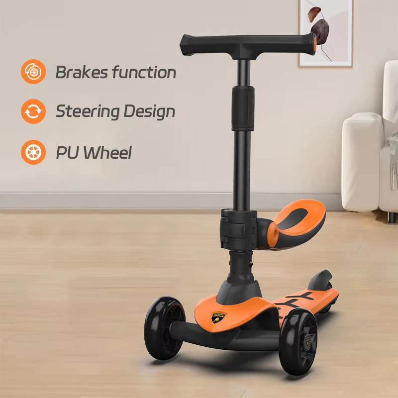 Kids Foldable Scooter Cycle Balance Bike 3 in 1 Push Bar 5 in 1 Kick Scooter Child Toy Kids Scooter 3 Wheel With Seat