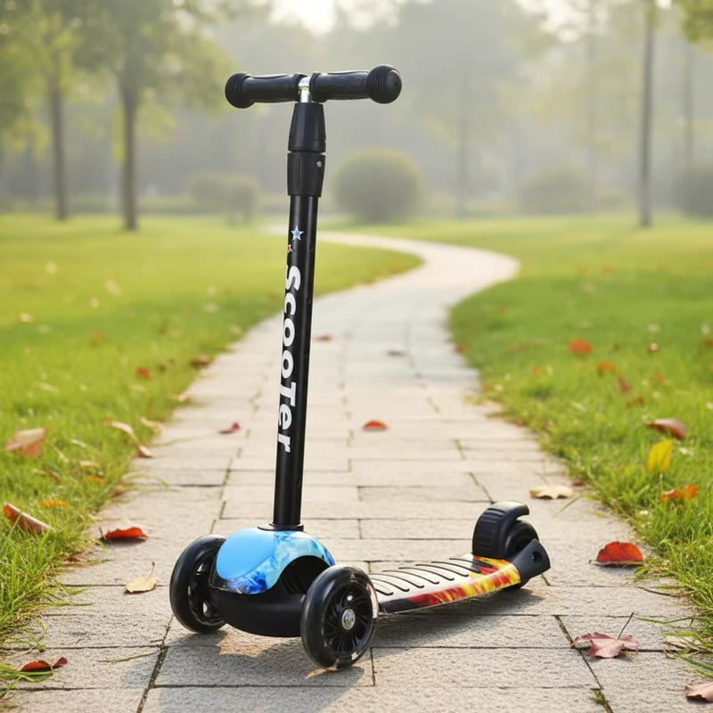 Kids Kick Scooter 3-Wheel Design with Adjustable T-Bar & Light up PU Wheels Children's Ride-On Toy