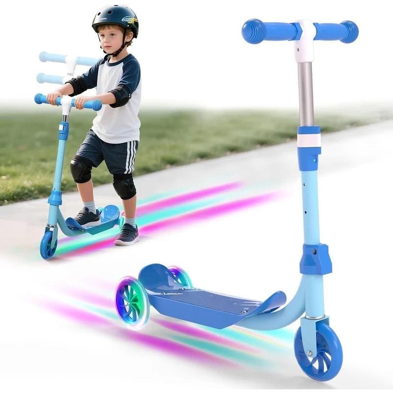 Kids Kick Scooter with Adjustable Height LED Flash Wheels 3 Growing Levels Outdoor Fun for Boys Girls
