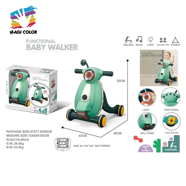 Kids Learning Stroller Multifunctional Plastic Activity Walker With Light Music P16E052