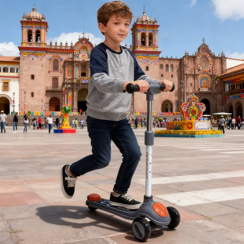 Kids Motor Scooter Foldable Lightweight with Bluetooth Music for Children Ages 7-12 Years Outdoor MODERN Design