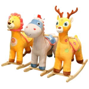 Kids Multiple Ride on Toy Animals Rocking Horse with Music Box