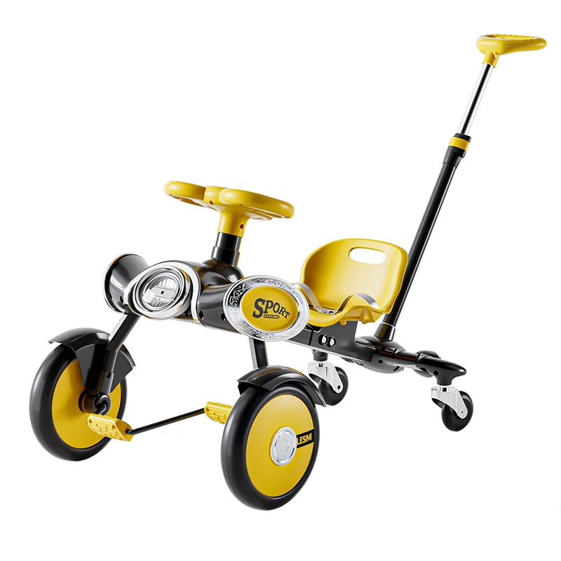 Kids Pedal Drift Car with Push Handle 4 Wheels Go Kart for Children 2 10 Years Old Toddler Ride on Toy with 360 Degree Swivel