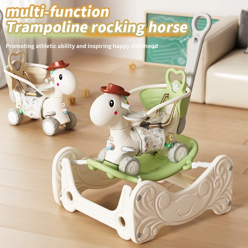 Kids Plastic Bouncy Rocking Horse Toys Toddler Safe Rocker Jump Horses Children Playrooms Baby Ride on Toy Animals Push Walker