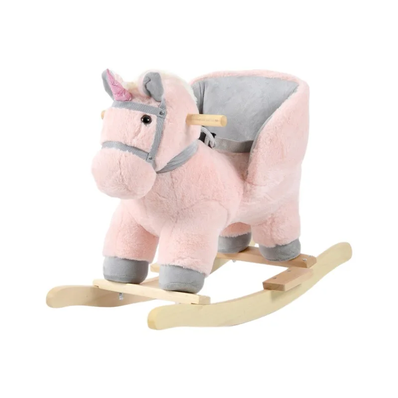 Kids Plush Unicorn Animal Rocker Wheels Walking Toy Horse Riding Rocking Chair for Baby