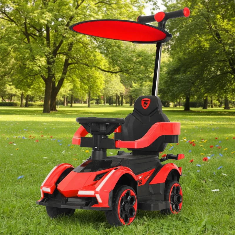 Kids Ride On Car Children's Ride on Toy With Music and Light Kids' Scooter Push Handle 3 in 1 Plastic Toy for Baby Drive
