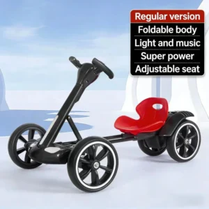 Kids Ride-On Electric Go Kart 4-Wheel Rechargeable 12V Battery Toy Car Foldable Portable for 2 to 4 Years Boys Girls Plastic