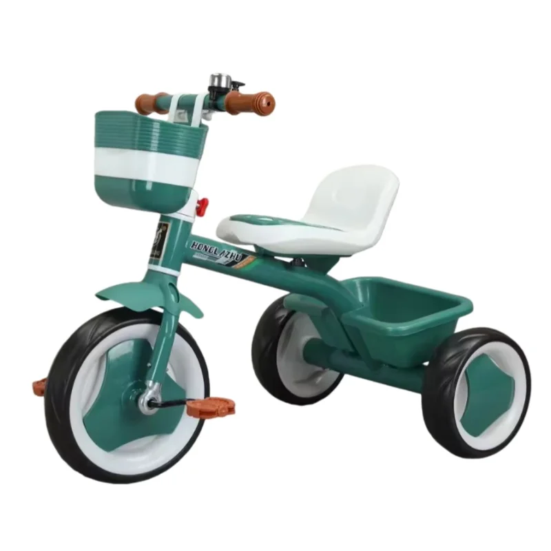 Kids Ride-On Tricycle with Extended Seat and Shopping Basket Plastic Material for 2-6 Year Olds