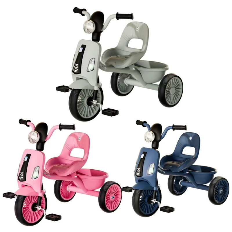 Kids Ride on Plastic Tricycle with Light & Music for 2 7 Years Old Three Wheels