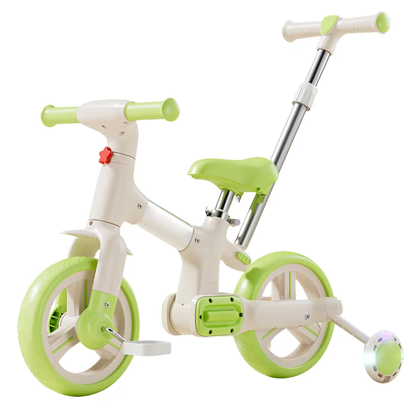 Kids Ride-on Tricycle 4-in-1 Stroller Folding Baby Trike with Push Handle for Children