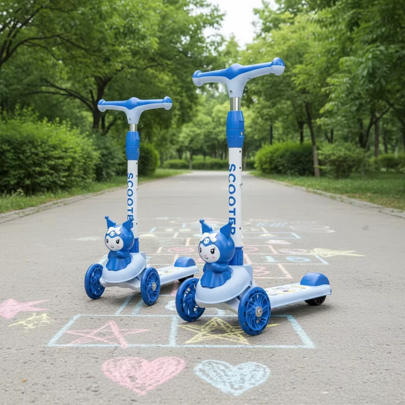 Kids Scooter 3 Wheel Foldable Lightweight Adjustable Height Outdoor Plastic Child Kick Scooter with Seat
