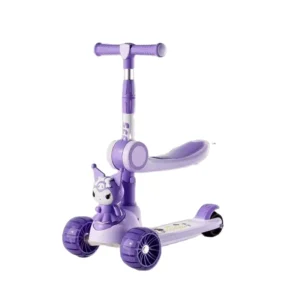 Kids Scooter 3-Wheel One Button Foldable Design for 3-12 Years Light Comfortable Rubber Wheels Can Sit to Ride