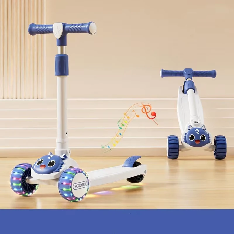 Kids Scooter Three Wheels Kick Kids Scooter Foldable and Light Emitting Children's Scooter