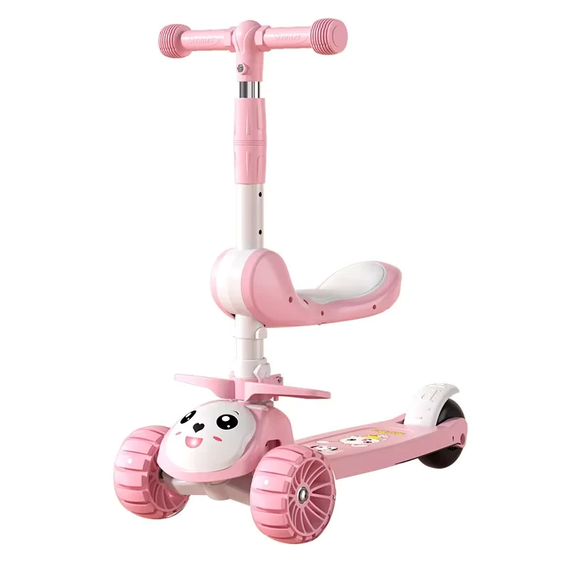 Kids' Scooter for Ages 1 3 6 12 Suitable for Both Boys and Girls Baby Scooter with Seat and Pedals Three in one Kick Scooter