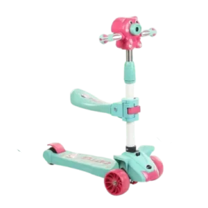 Kids Scooter with Handle Water-Resistant Seat Attachment and Blowing Bubbles Feature for Outdoor Play