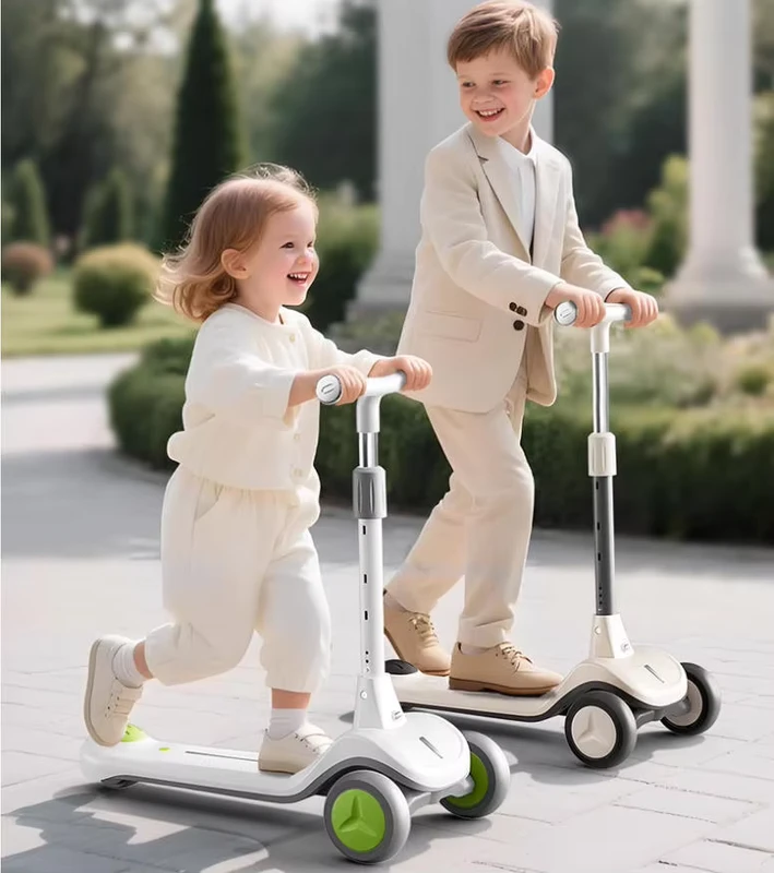 Kids' Scooters Kids Kick Scooter 3 Wheel Scooter 4 Adjustable Height Handlebars with LED Light Up Wheels Deck&Music