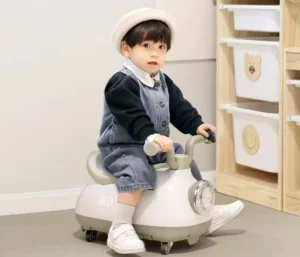 Kids Swing Car Plastic Car Style Four-Wheel Balance Bike for 1-3 Year Olds Certified Stroller 4-in-1 3-Point Safety Harness