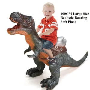 Kids T Rex Ride on Dinosaur Toy Realistic Roaring Sound IC Interactive Plush Riding Animal 100CM Dinosaur Toy