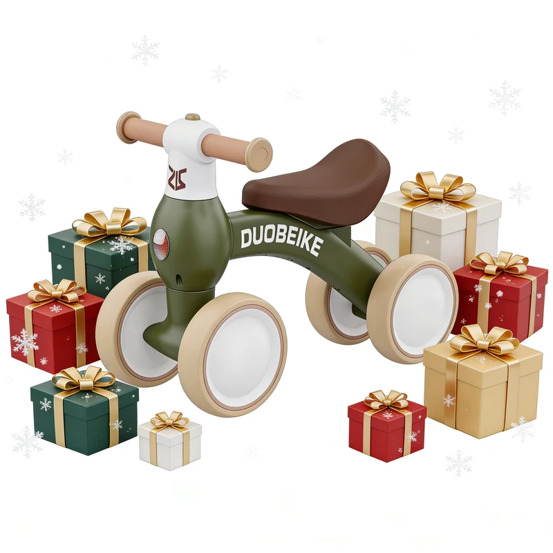 Kids Toy Car Baby Balance Bike 1-2Y 4-Wheel No Pedal First Birthday Gift Toddler Balance Bike