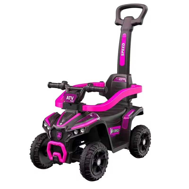 Kids Toy Car With Four Wheels Parent Control Kids Car With Push Bar Headlight Ride on Toy Car