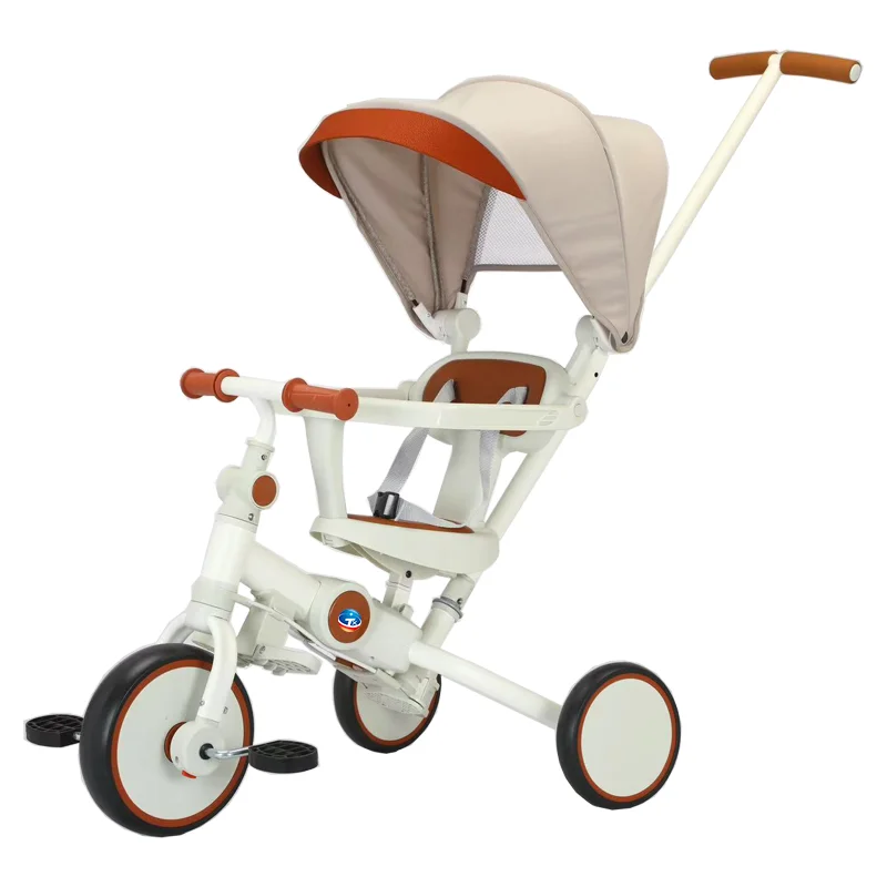 Kids Toys Multi Functional Children's Tricycle Walking Baby Pushchair 8 in 1 Tricycle with Canopy