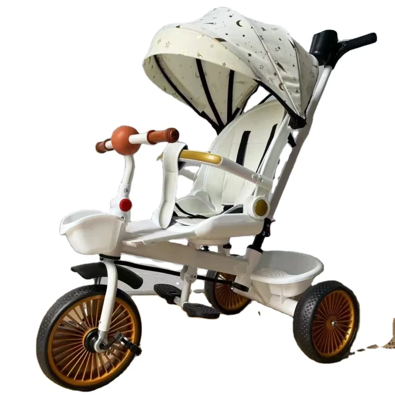 Kids Tricycle 2-Seater with Back Pedal Music Ride On for Children 2-4 Years Includes Canopies