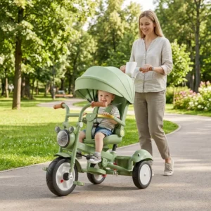 Kids Tricycle, Baby Stroller for 1-3 Years Old, Toddler Pedal Bike with Music, 3-in-1 Kids’ Trike, Toddler Wagon