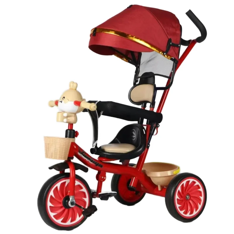 Kids Tricycle Bike with Pedal Car Multifunctional Folding Baby Children 3 Wheels Children's Tricycle with Shed