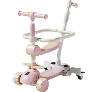 Kids’ Tricycle Scooter for 3-6 Years Boys’ Girls’ Sit-On Parent Push Kick Scooter 3-Wheel Cross-Border Factory Direct