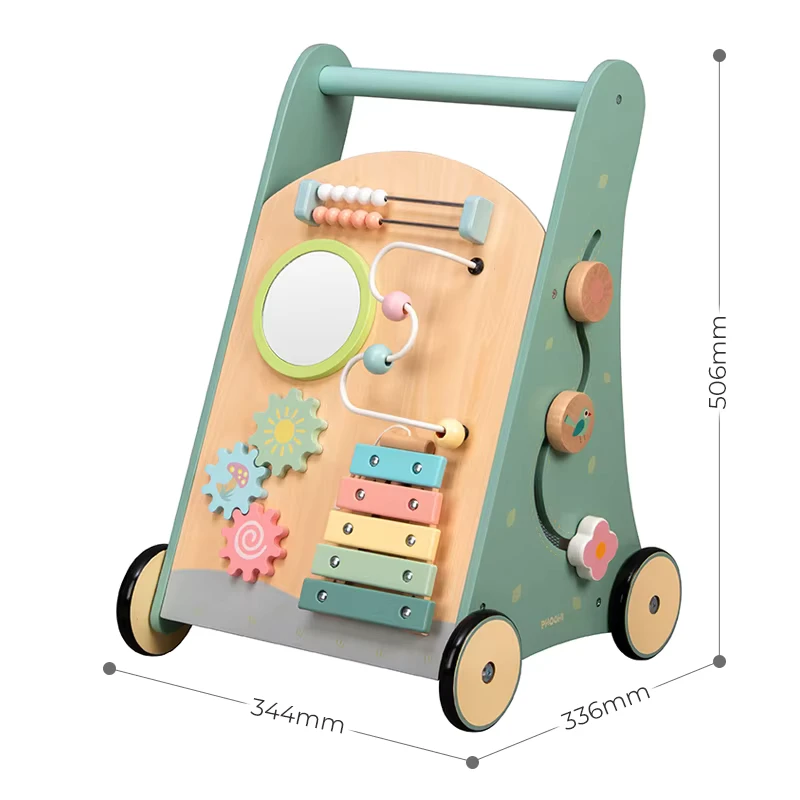 Kids Wooden Baby Walking Cart Push Activity Toy